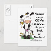 Kuh und Ladybug COWnt auf Gott Postkarte (Vorne/Hinten)
