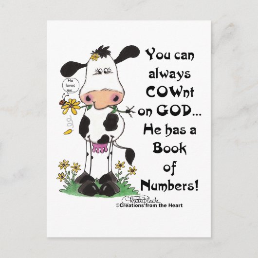 Kuh und Ladybug COWnt auf Gott Postkarte (Vorderseite)
