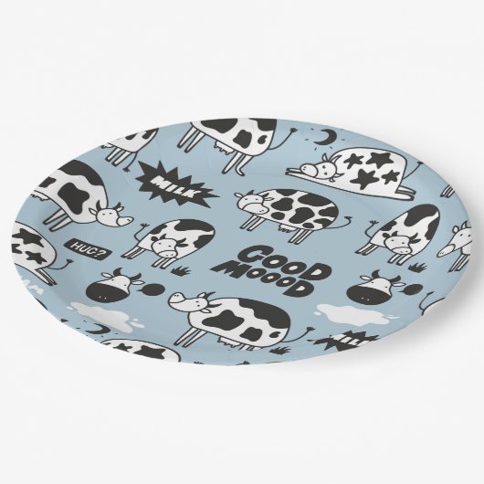 Kuh und Milch Pappteller (Schrägansicht)