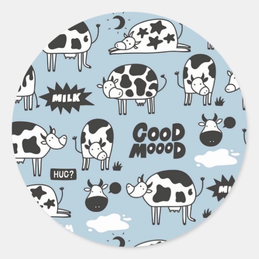 Kuh und Milch Runder Aufkleber (Vorderseite)