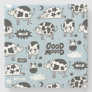 Kuh und Milch Steinuntersetzer
