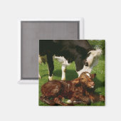 Kuh und neugeborenes Kalb Magnet (Vorderseite/Rückseite)