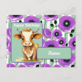 Kuh und Pflücke zum Geburtstag glücklich Postkarte