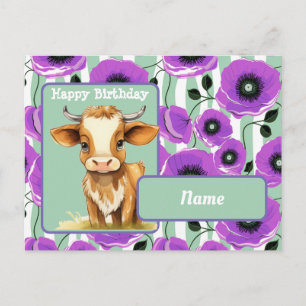 Kuh und Pflücke zum Geburtstag glücklich Postkarte