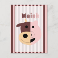 Kuh und Schwein des niedlichen Cartoon = rosa Post