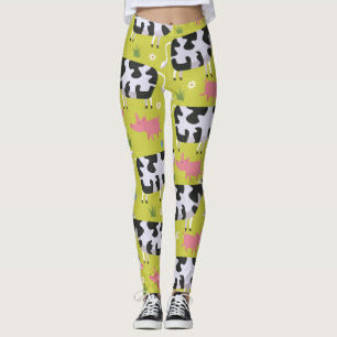 Kuh-und Schwein-Muster Leggings