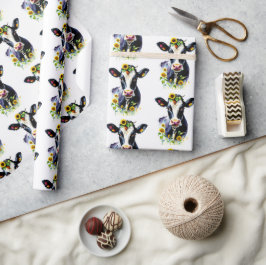Kuh- und Sonnenblumen-Landbauernmuster Geschenkpapier