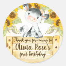 Kuh und Sonnenblumen Mädchen Geburtstagskorb-Aufkl