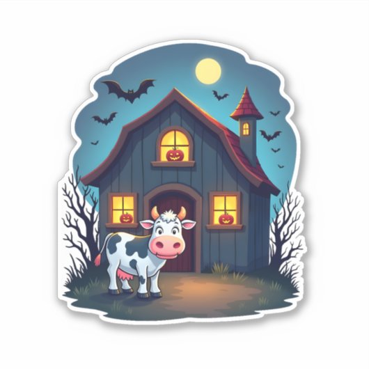 Kuh und Spuk Stall Aufkleber (Vorderseite)