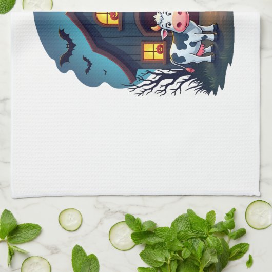 Kuh und Spuk Stall Geschirrtuch (Gefaltet)