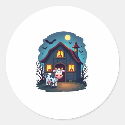 Kuh und Spuk Stall Runder Aufkleber (Vorderseite)