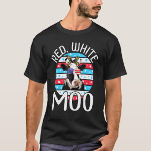 Kuh & Unsere Flagge Brille Unabhängigkeit 4. Juli T-Shirt