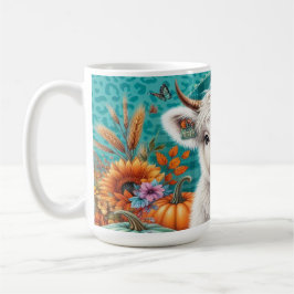 Kuh unter Kürbis und Sonnenblumen Kaffeetasse