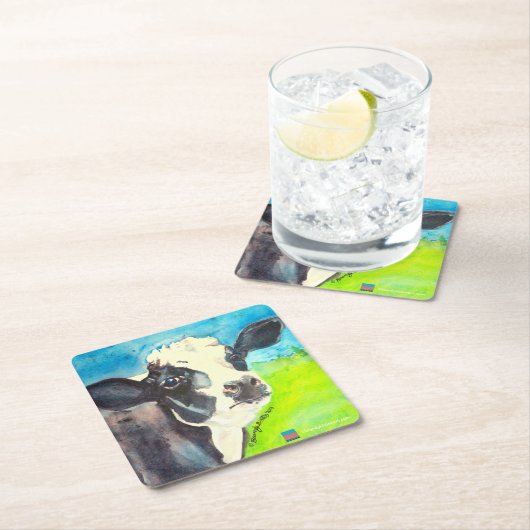 Kuh-Untersetzer Rechteckiger Pappuntersetzer (Vor Ort)