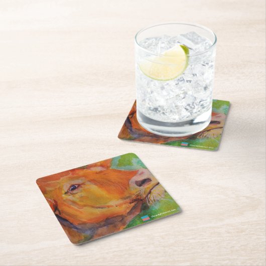 Kuh-Untersetzer Rechteckiger Pappuntersetzer (Vor Ort)