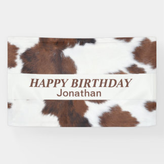 Kuh verstecken braunen GLÜCKLICHEN GEBURTSTAG Banner