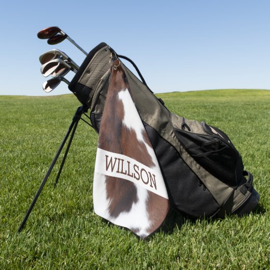 Kuh verstecken Brown und White Golf Handtuch (Gras)