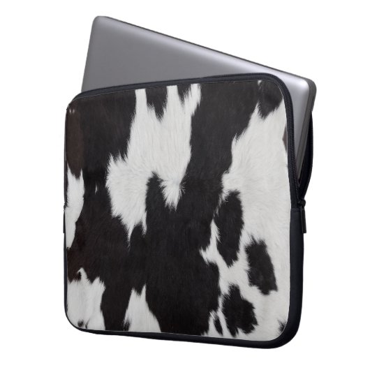 Kuh verstecken Schwarz-weiß Laptopschutzhülle (Vorderseite Links)