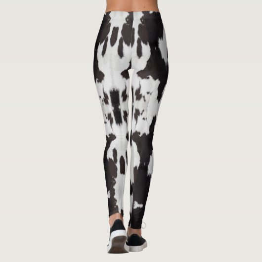 Kuh verstecken Schwarz-weiß Leggings (Rückseite)