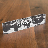 Kuh verstecken Schwarz-weiß Namensplakette (Seite)