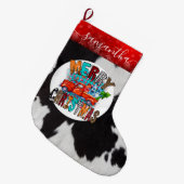 Kuh versteckt Schwarz-weißen Weihnachts-Strumpf Großer Weihnachtsstrumpf (Vorderansicht (hängend))