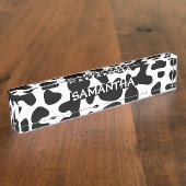 Kuh versteckt Schwarz-weißes Pflaster Namensplakette (Seite)