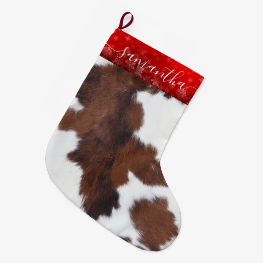 Kuh versteckt weißen Weihnachtsweih-Strumpf Großer Weihnachtsstrumpf (Vorderansicht (hängend))