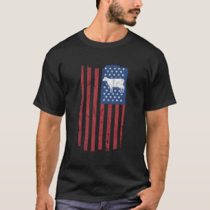 Kuh Vintage amerikanische Flagge Retro Dairy Bauer T-Shirt
