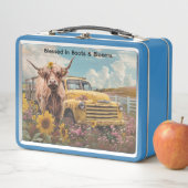 Kuh Vintager LKW Sonnenblumen Metall Brotdose (Beispiel)