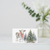 Kuh-Visitenkarte mit Weihnachtsbaum Visitenkarte (Stehend Vorderseite)