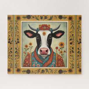 Kuh-Volks kunst-Blumen Puzzle