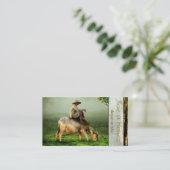 Kuh Weiden mit Bauer in einer Landschaftlichen Wei Visitenkarte (Stehend Vorderseite)