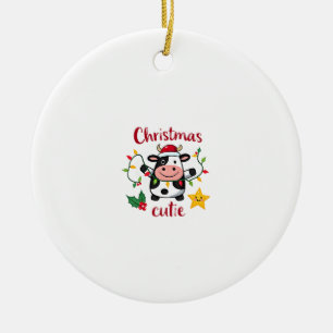Kuh Weihnachten Cutie Kühe Weihnachten T-Shirt (6) Keramik Ornament