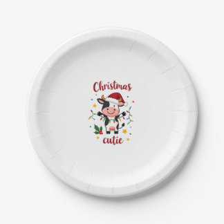 Kuh Weihnachten Cutie Kühe Weihnachten T-Shirt (7) Pappteller