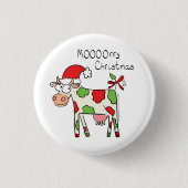 Kuh Weihnachten Niedlich Kids Button (Vorderseite)