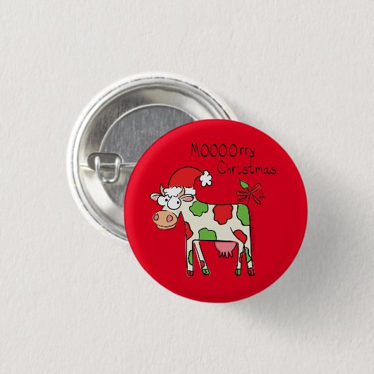 Kuh Weihnachten Niedlich Kids Button (Vorne & Hinten)