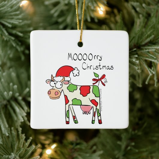 Kuh Weihnachten Niedlich Kids Keramikornament (Baum)
