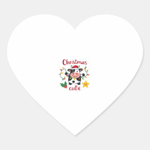Kuh Weihnachten Süße Kühe Weihnachts-T-Shirt (6) Herz-Aufkleber
