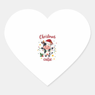Kuh Weihnachten Süße Kühe Weihnachts-T-Shirt (7) Herz-Aufkleber