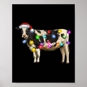 Kuh Weihnachten Xmas Kuh Rentier Santa Hut Christm Poster
