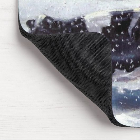 KUH: WEIHNACHTSABEND: SCHNEE: KUNST MOUSEPAD (Ecke)