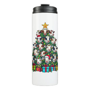 Kuh Weihnachtsbaum Funny Cow Xmas Thermosbecher