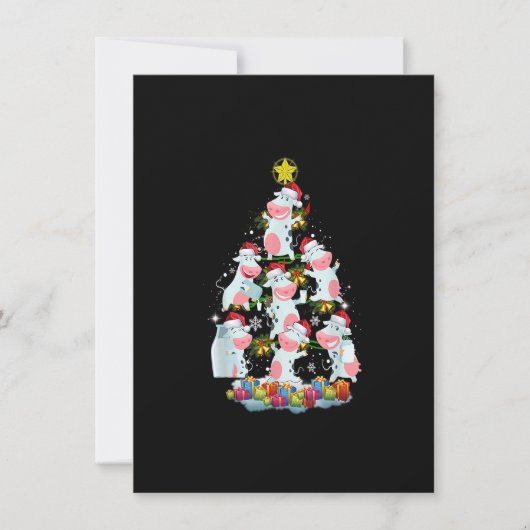 Kuh Weihnachtsbaum Funny Xmas Geschenke Niedliche Einladung (Vorderseite)