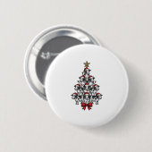 Kuh-Weihnachtsbaum Vintage-Stich Weihnachten Bauer Button (Vorne & Hinten)