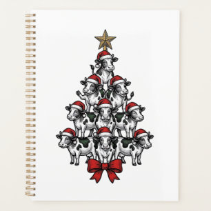 Kuh-Weihnachtsbaum Vintage-Stich Weihnachten Bauer Planer