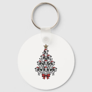 Kuh-Weihnachtsbaum Vintage-Stich Weihnachten Bauer Schlüsselanhänger