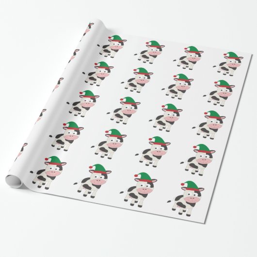 Kuh Weihnachtself Geschenkpapier (Ungerollt)