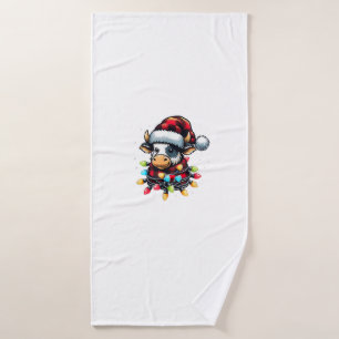 Kuh Weihnachtsfeier Buffalo Kariert Xmas Kuh Lov Badehandtuch