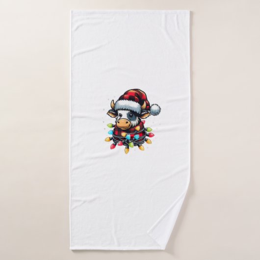 Kuh Weihnachtsfeier Buffalo Kariert Xmas Kuh Lov Badehandtuch (Badehandtuch)