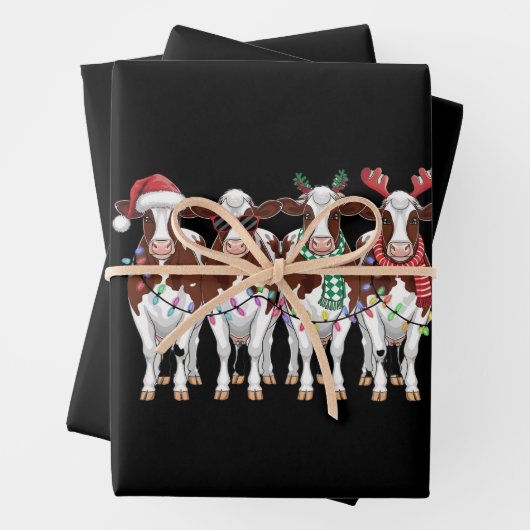 Kuh Weihnachtskühe Lover Geschenk Holiday Farm Geschenkpapier Set (Beispiel)